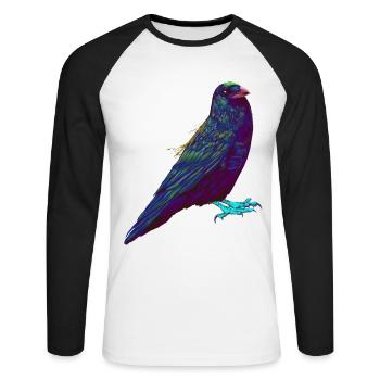 Splash Crow Bird Raven - Unisex Long Sleeve Baseball T-Shirt - white/black - Front - Nik (191cm)