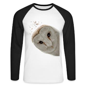 Funny Curious Owl - Unisex Long Sleeve Baseball T-Shirt - white/black - Front - Nik (191cm)