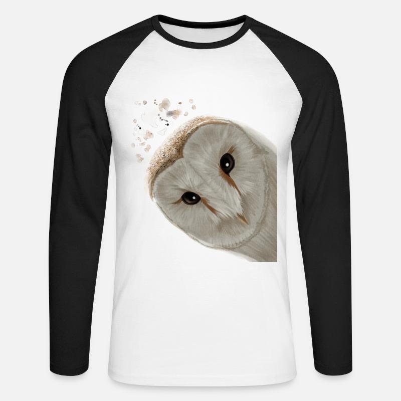 Vogel Eule - Unisex Baseballshirt langarm - Weiß/Schwarz