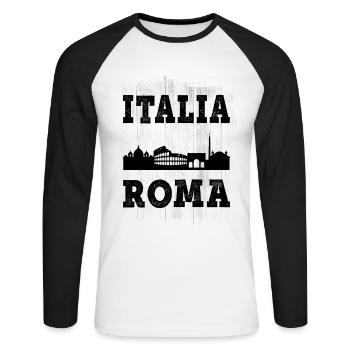 Rome Roma Italy City Skyline Summer Home Love - Unisex Long Sleeve Baseball T-Shirt - white/black - Front - Nik (191cm)