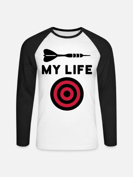 My life (dart, target) - Unisex Long Sleeve Baseball T-Shirt - white/black