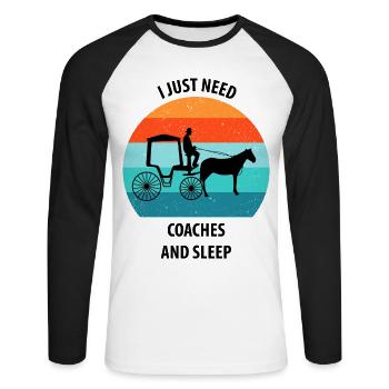 Coachman Carriage Horse-drawn carriage Carriage - Unisex Long Sleeve Baseball T-Shirt - white/black - Front - Nik (191cm)