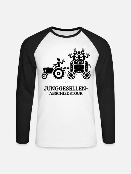 Junggesellen-Abschiedstour Trecker Bierfass JGA B - Unisex Baseballshirt langarm - Weiß/Schwarz