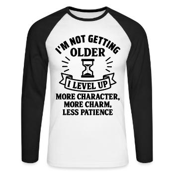 I'm Not Getting Old, Birthday Gift, Humor - Unisex Long Sleeve Baseball T-Shirt - white/black - Front - Nik (191cm)