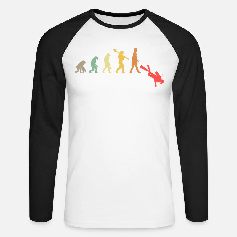 Evolution Tauchen Scuba Diver - Unisex Baseballshirt langarm - Weiß/Schwarz