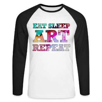 Kunst - Unisex Baseballshirt langarm - Weiß/Schwarz - Vorne - Nik (191cm)