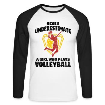 Frauen Volleyball - Unisex Baseballshirt langarm - Weiß/Schwarz - Vorne - Nik (191cm)