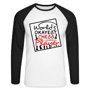 Joueur d'échecs professionnel - T-shirt baseball manches longues Homme - blanc/noir - Devant - Nik (191cm)