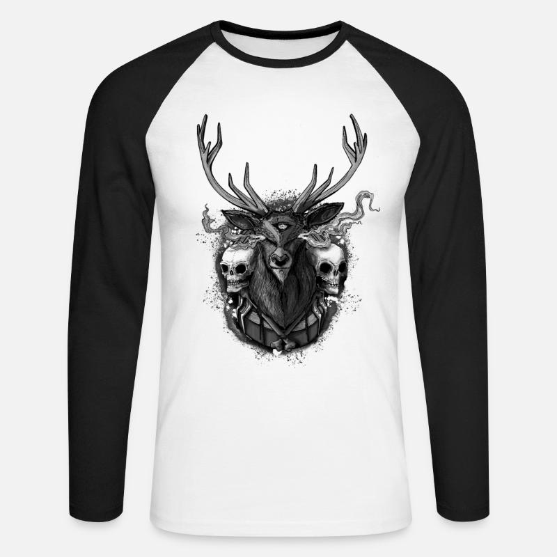 Deer - BONE SQL PRY - Unisex Long Sleeve Baseball T-Shirt - white/black
