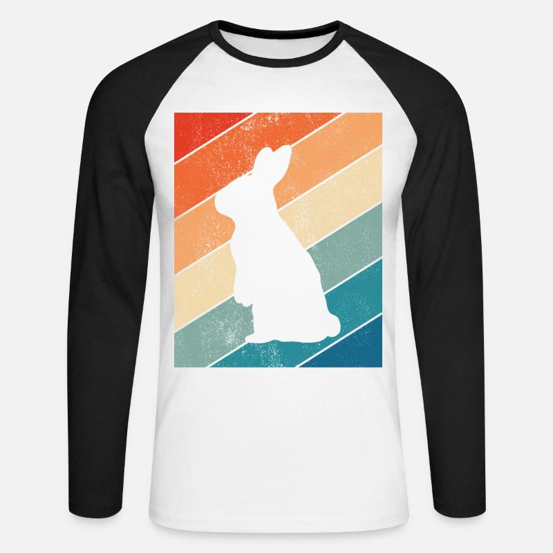 Rabbit Easter Retro Gift - Unisex Long Sleeve Baseball T-Shirt - white/black