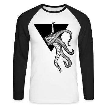 Calmar - T-shirt baseball manches longues Homme - blanc/noir - Devant - Nik (191cm)