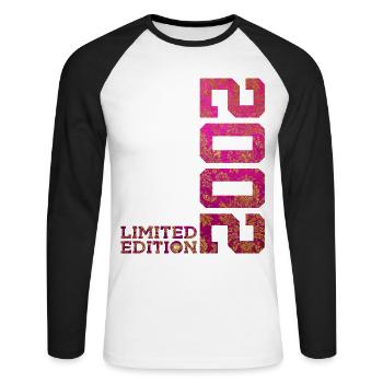 24E ANNIVERSAIRE ÉDITION LIMITÉE ROSE 2002 - T-shirt baseball manches longues Homme - blanc/noir - Devant - Nik (191cm)