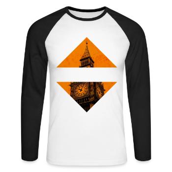 Londres Angleterre Uk City Skyline Accueil Amour - T-shirt baseball manches longues Homme - blanc/noir - Devant - Nik (191cm)
