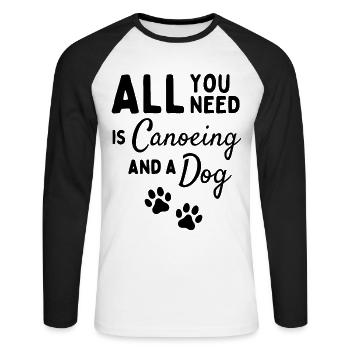 All you need is canoeing and a dog - Unisex Long Sleeve Baseball T-Shirt - white/black - Front - Nik (191cm)