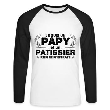 je suis un papy pâtissier cadeau d'anniversaire. ! - T-shirt baseball manches longues Homme - blanc/noir - Devant - Nik (191cm)