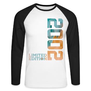 24TH BIRTHDAY LIMITED EDITION 2002 - Unisex Long Sleeve Baseball T-Shirt - white/black - Front - Nik (191cm)