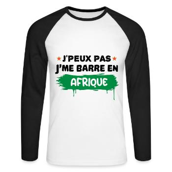 je peux pas je me barre en Afrique | fan D'Afrique - T-shirt baseball manches longues Homme - blanc/noir - Devant - Nik (191cm)