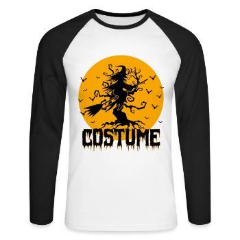 cadeau Halloween humour | error 404 Halloween - T-shirt baseball manches longues Homme - blanc/noir - Devant - Nik (191cm)