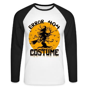cadeau Halloween humour | error 404 Halloween - T-shirt baseball manches longues Homme - blanc/noir - Devant - Nik (191cm)