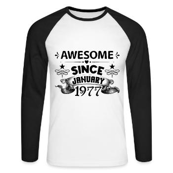 January 1977 | Awesome 1977 | born in January - T-shirt baseball manches longues Homme - blanc/noir - Devant - Nik (191cm)
