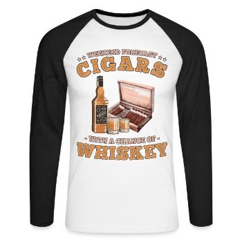 Prévisions de week-end Cigares avec une chance de whisky - T-shirt baseball manches longues Homme - blanc/noir - Devant - Nik (191cm)