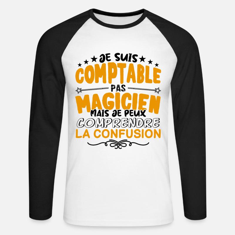 Comptable pas Magicien | le Meilleur Comptable ca - T-shirt baseball manches longues Homme - blanc/noir