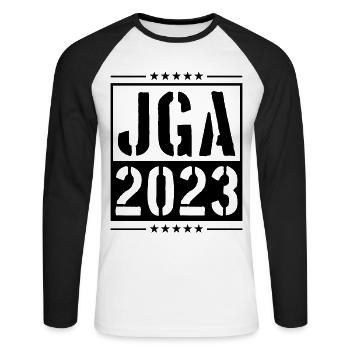 Jga 2023 Junggesellenabschied - Unisex Baseballshirt langarm - Weiß/Schwarz - Vorne - Nik (191cm)