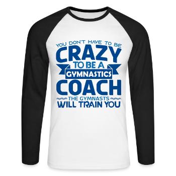 Coach Gymnastics | Cadeau coach Gymnastics Le Meil - T-shirt baseball manches longues Homme - blanc/noir - Devant - Nik (191cm)