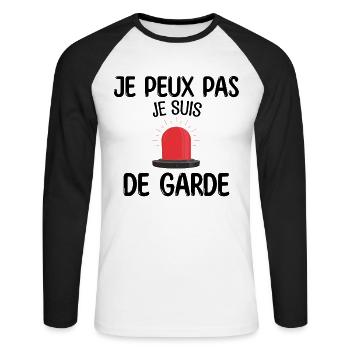Médecin pas le temps je suis de garde - T-shirt baseball manches longues Homme - blanc/noir - Devant - Nik (191cm)
