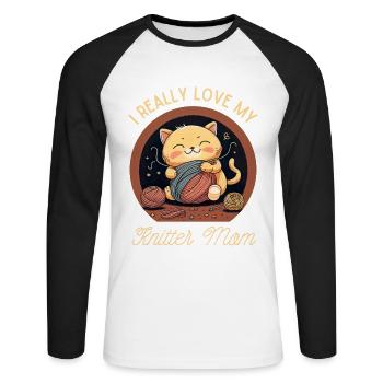 J’aime vraiment ma maman tricoteuse - T-shirt baseball manches longues Homme - blanc/noir - Devant - Nik (191cm)