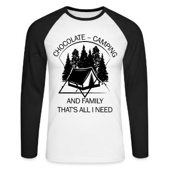 Zelt Camping Camper Pfadfinder Biwakieren - Unisex Baseballshirt langarm - Weiß/Schwarz - Vorne - Nik (191cm)