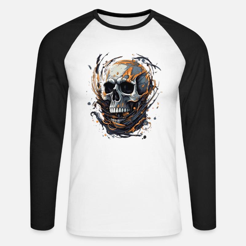 Skelett Halloween Süßes oder Saueres Verkleidung - Unisex Baseballshirt langarm - Weiß/Schwarz