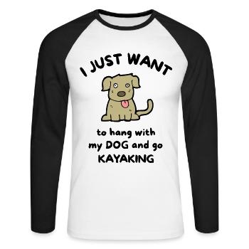 Je veux juste traîner avec mon chien et faire du kayak - T-shirt baseball manches longues Homme - blanc/noir - Devant - Nik (191cm)
