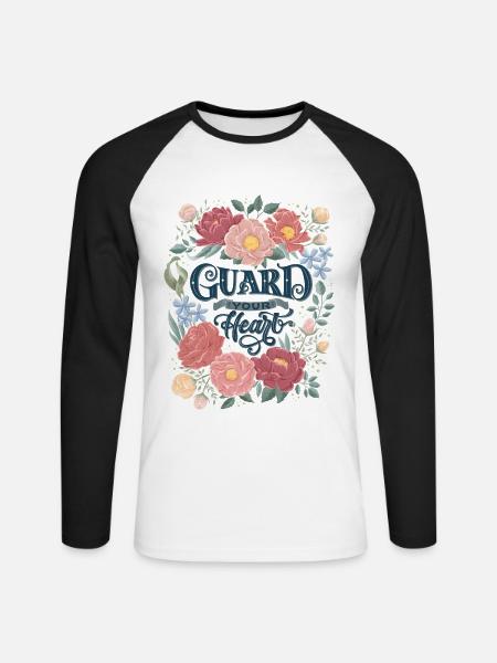 Protect your heart - Unisex Long Sleeve Baseball T-Shirt - white/black