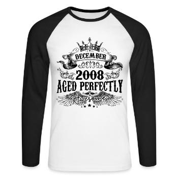 Birthday 2008 December 2008 born in December - Unisex Long Sleeve Baseball T-Shirt - white/black - Front - Nik (191cm)