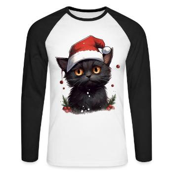 Souhaits de moustache - T-shirt baseball manches longues Homme - blanc/noir - Devant - Nik (191cm)