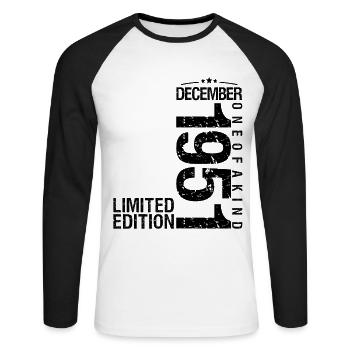 Birthday December 1951 December born in December - Unisex Long Sleeve Baseball T-Shirt - white/black - Front - Nik (191cm)