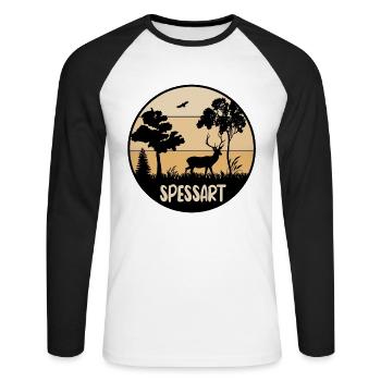 Spessart - Unisex Baseballshirt langarm - Weiß/Schwarz - Vorne - Nik (191cm)