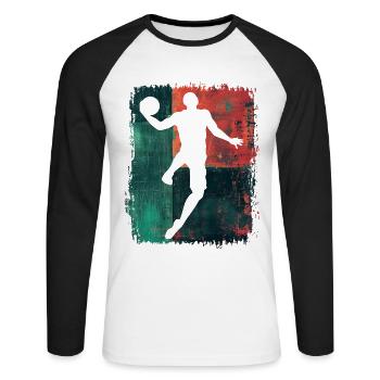 Basket-ball Basket-ball joueur Fan Vintage rétro - T-shirt baseball manches longues Homme - blanc/noir - Devant - Nik (191cm)