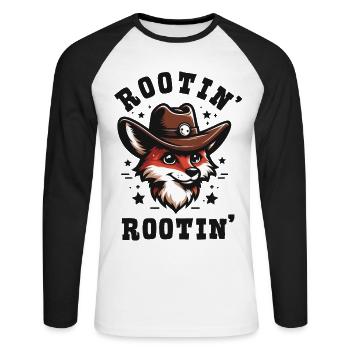 Fuchs Cowboy Lustige Tiere - Unisex Baseballshirt langarm - Weiß/Schwarz - Vorne - Nik (191cm)