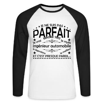 Kfz-Ingenieur Geschenk Kfz-Ingenieur - Unisex Baseballshirt langarm - Weiß/Schwarz - Vorne - Nik (191cm)