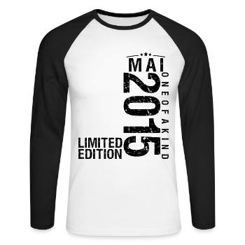 Birthday May 2015 May born in May - Unisex Long Sleeve Baseball T-Shirt - white/black - Front - Nik (191cm)