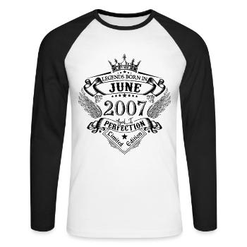 anniversaire Juin 2007 Juin anniversaire 2007 - T-shirt baseball manches longues Homme - blanc/noir - Devant - Nik (191cm)