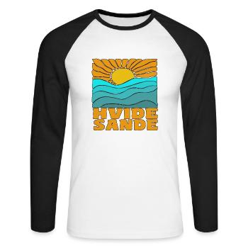 Hvide Sande Dänemark - Unisex Baseballshirt langarm - Weiß/Schwarz - Vorne - Nik (191cm)