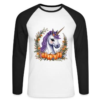 halloween pony - Unisex Long Sleeve Baseball T-Shirt - white/black - Front - Nik (191cm)