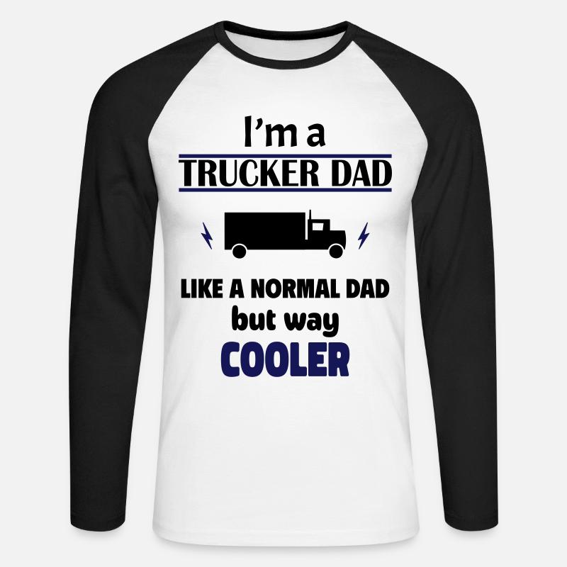 Ich bin ein Trucker Papa - Unisex Baseballshirt langarm - Weiß/Schwarz