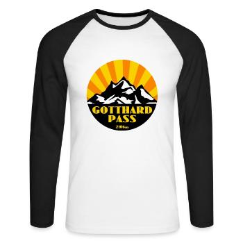 Gotthard Pass - Unisex Long Sleeve Baseball T-Shirt - white/black - Front - Nik (191cm)