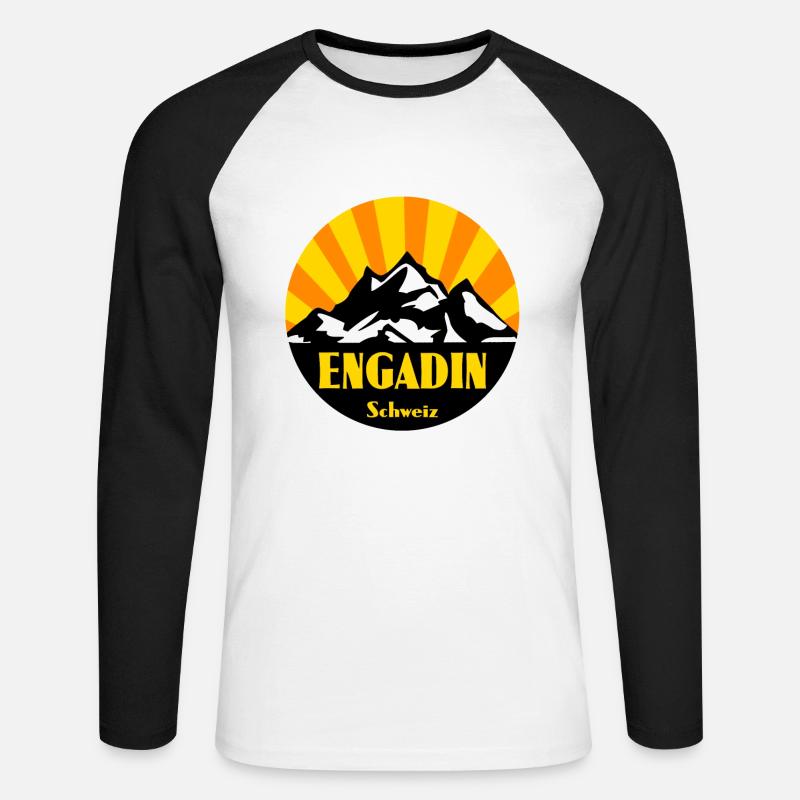 Engadin - Unisex Baseballshirt langarm - Weiß/Schwarz