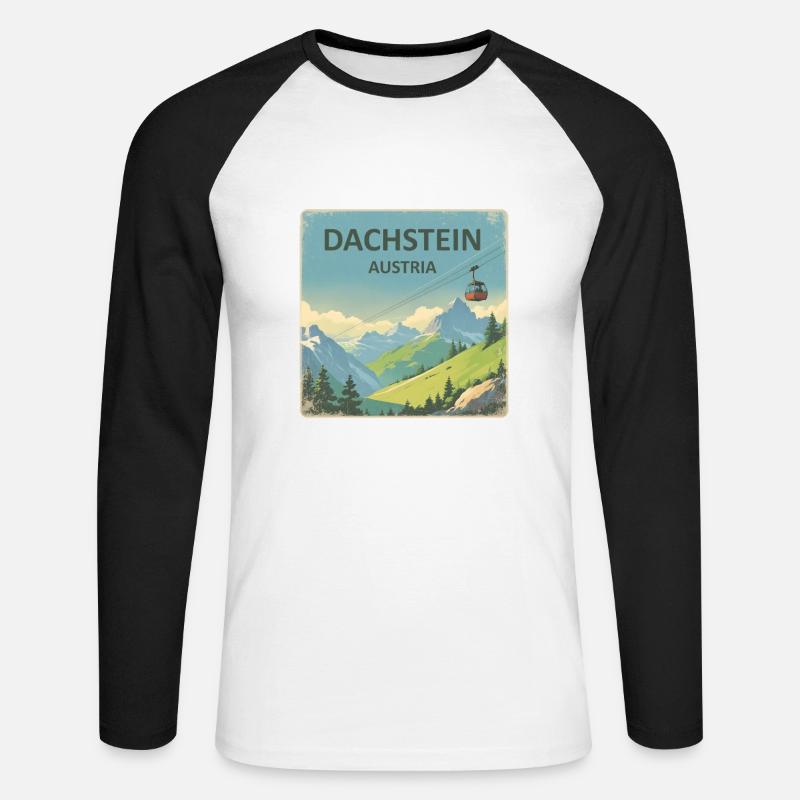 Dachstein - Unisex Baseballshirt langarm - Weiß/Schwarz