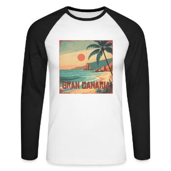 Gran Canaria - Unisex Long Sleeve Baseball T-Shirt - white/black - Front - Nik (191cm)